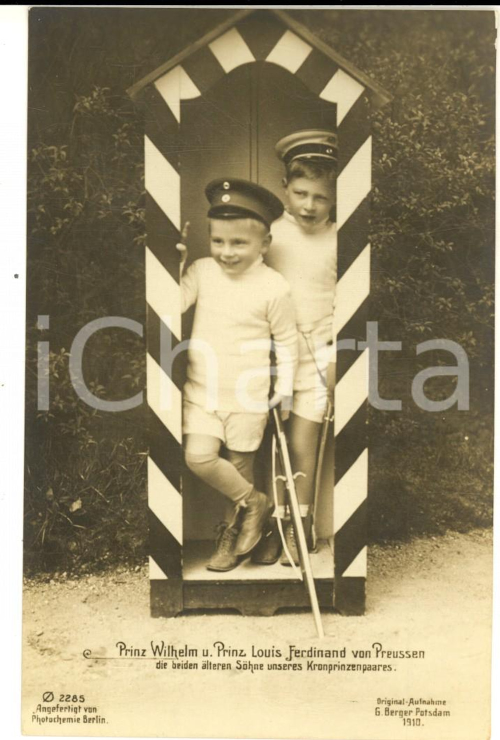 1910 GERMANIA Principi Guglielmo e Luigi Ferdinando di Prussia sentinelle 