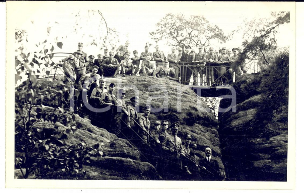 Fotografia d epoca originale 1939 III REICH Raduno di ufficiali SS in campagna  Foto cartolina VINTAGE 1