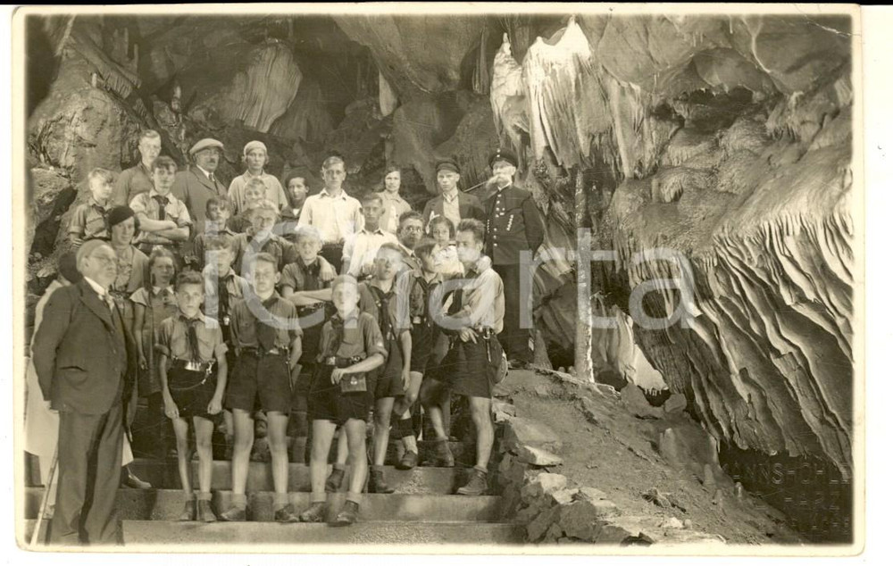 Fotografia d epoca originale 1940 ca RÃœBELAND / HARZ Giovani in visita alla BaumannshÃ¶hle  Grotte  Foto 1