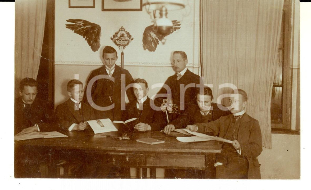 Fotografia d epoca originale 1911 Seminario di WALDAU Ritratto di W. PAWLOWICZ con i compagni Foto cartolina 1