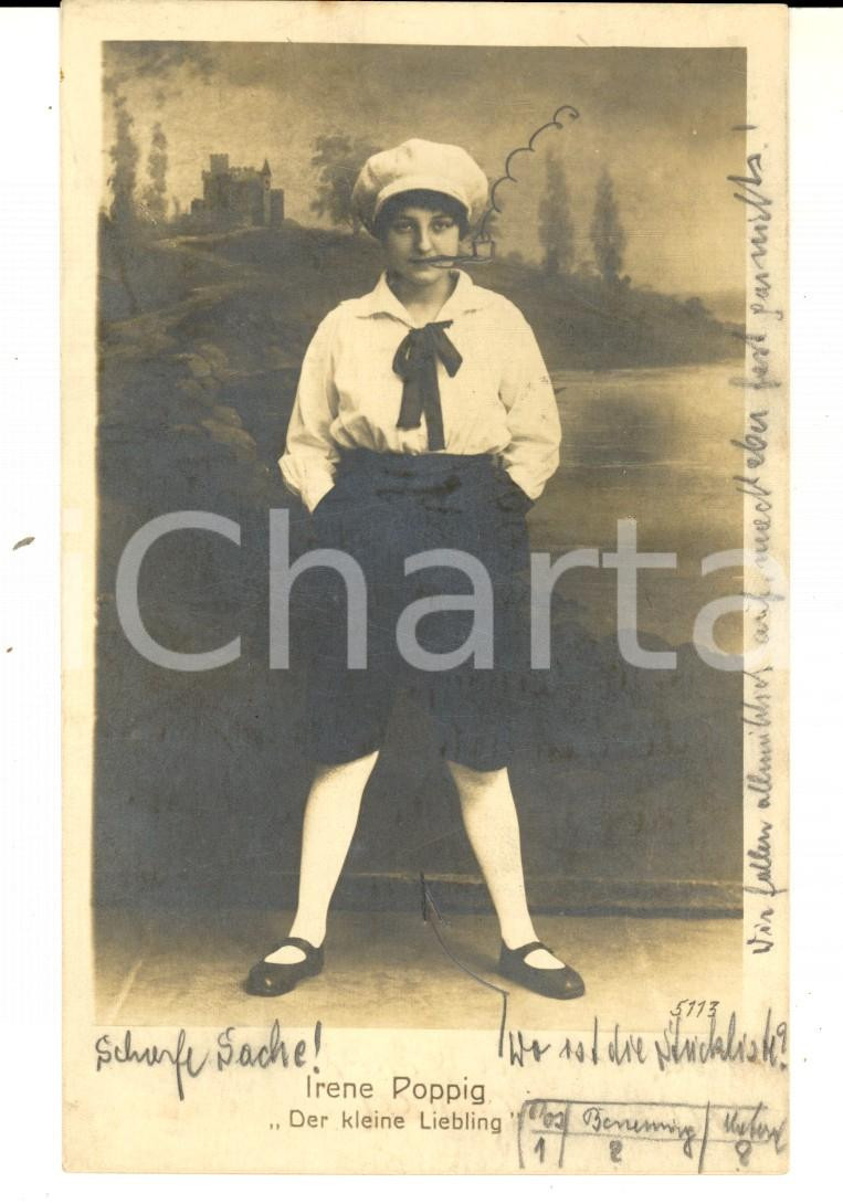 Cartolina originale da collezione 1910 ca TEATRO Irene POPPIG Der kleine Liebling  VINTAGE POSTCARD FP VG 1