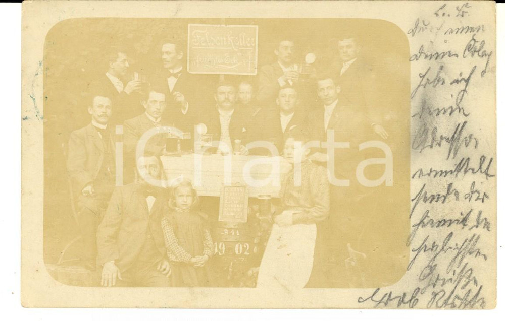 Fotografia d epoca originale 1902 BAD BRUCKENAU Un pranzo al ristorante  Felsenkeller  Foto VINTAGE 1