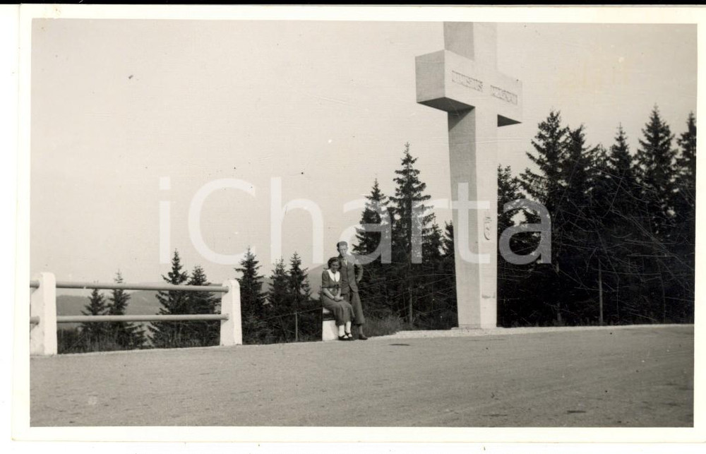 Fotografia d epoca originale 1940 ca GERMANIA Belvedere con croce CHRISTUS REGNAT Foto cartolina VINTAGE 1