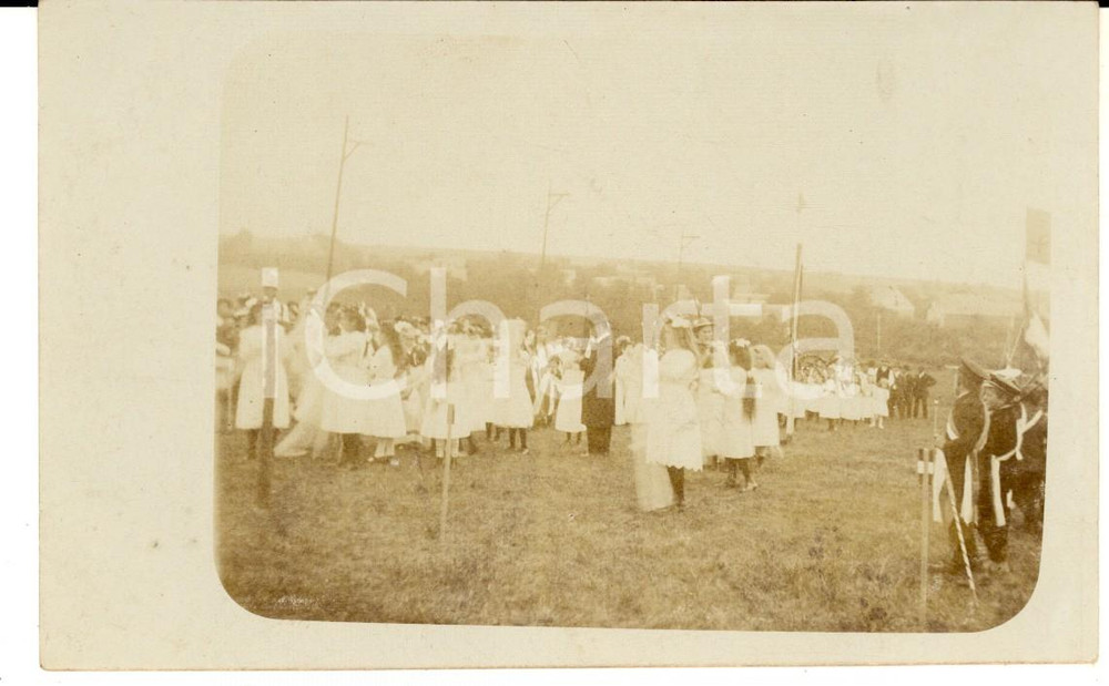 Fotografia d epoca originale 1910 ca KALTENBORN Festa in costume con bambine in bianco  Foto VINTAGE 1