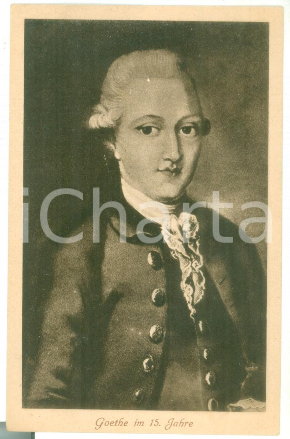 Cartolina originale da collezione 1910 ca ARTE Ritratto del poeta Johann Wolfgang GOETHE a 15 anni Cartolina 1