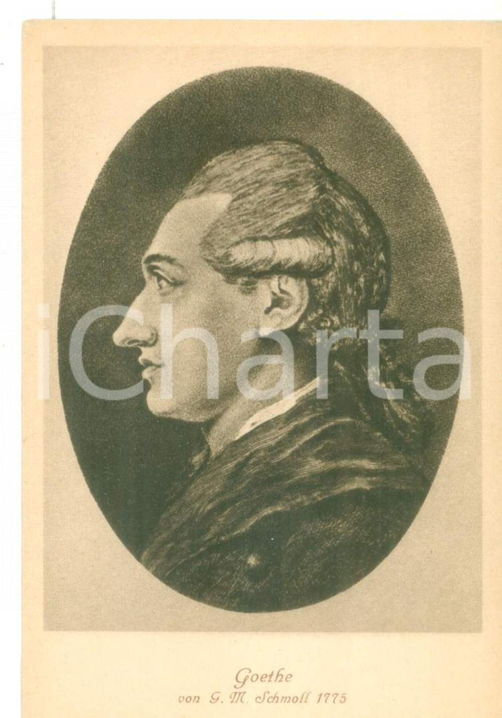 Cartolina originale da collezione 1910 ca ARTE Ritratto Johann Wolfgang GOETHE di G. M. SCHMOLL Cartolina vintage 1