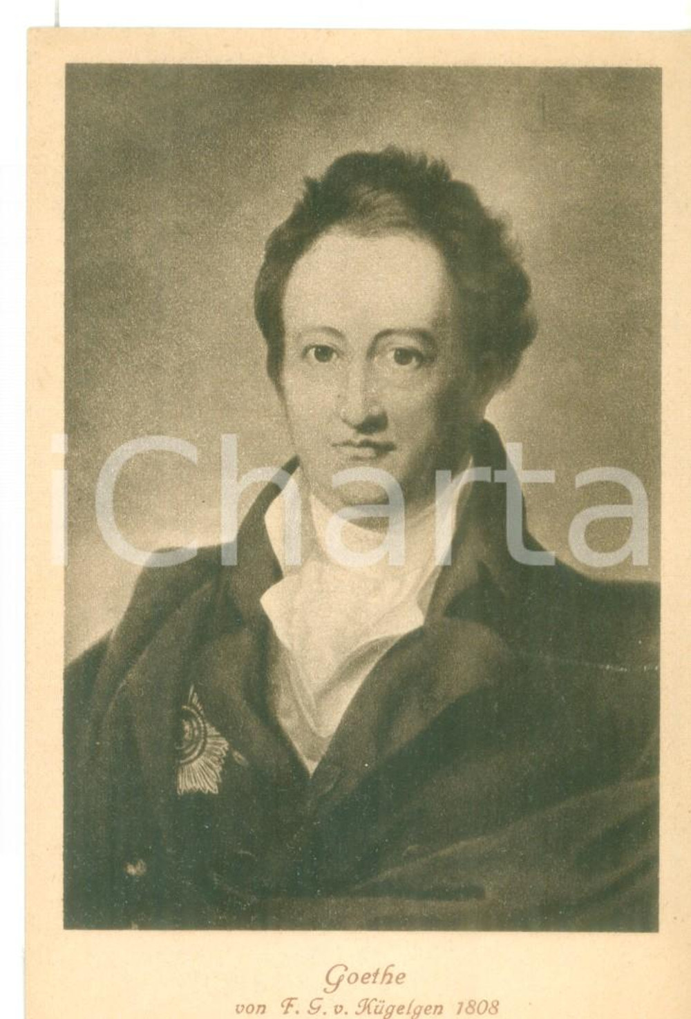 Cartolina originale da collezione 1910 ca ARTE Ritratto Wolfgang GOETHE di Franz VON KUGELGEN Vintage postcard 1