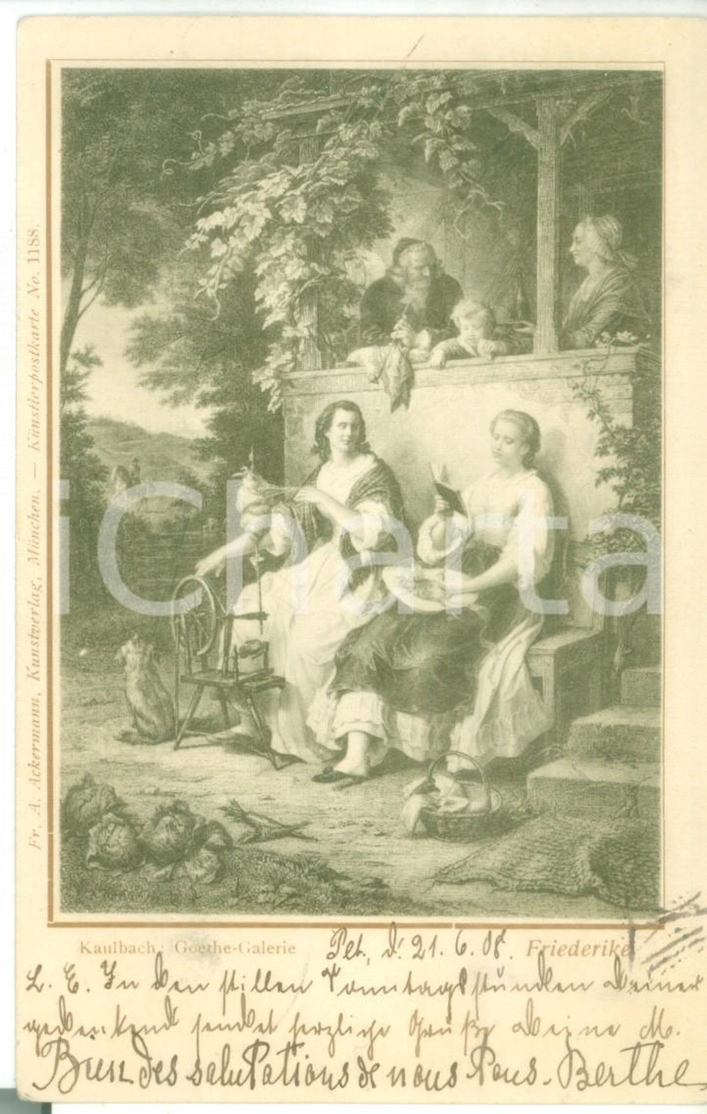 Cartolina originale da collezione 1908 ARTE FRIEDERIKE  Illustrazione di Wilhelm VON KAULBACH Cartolina vintage 1