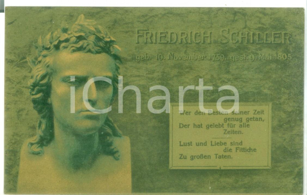 1910 ca ARTE Busto con citazione del Wallenstein di Friedrich SCHILLER *Postcard