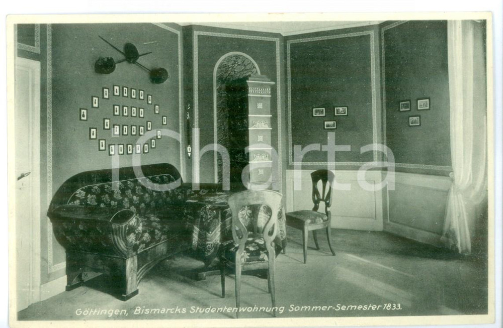 Cartolina originale da collezione 1934 GOTTINGA Studio arredato di Otto VON BISMARCK Cartolina vintage 1