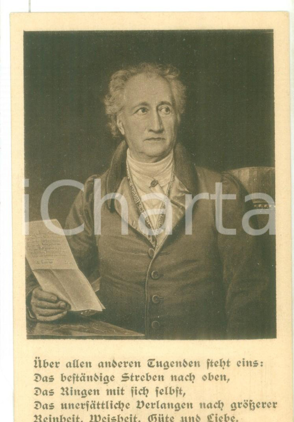1910 ca ARTE Ritratto con poesia di Johann Wolfgang GOETHE  *Vintage postcard