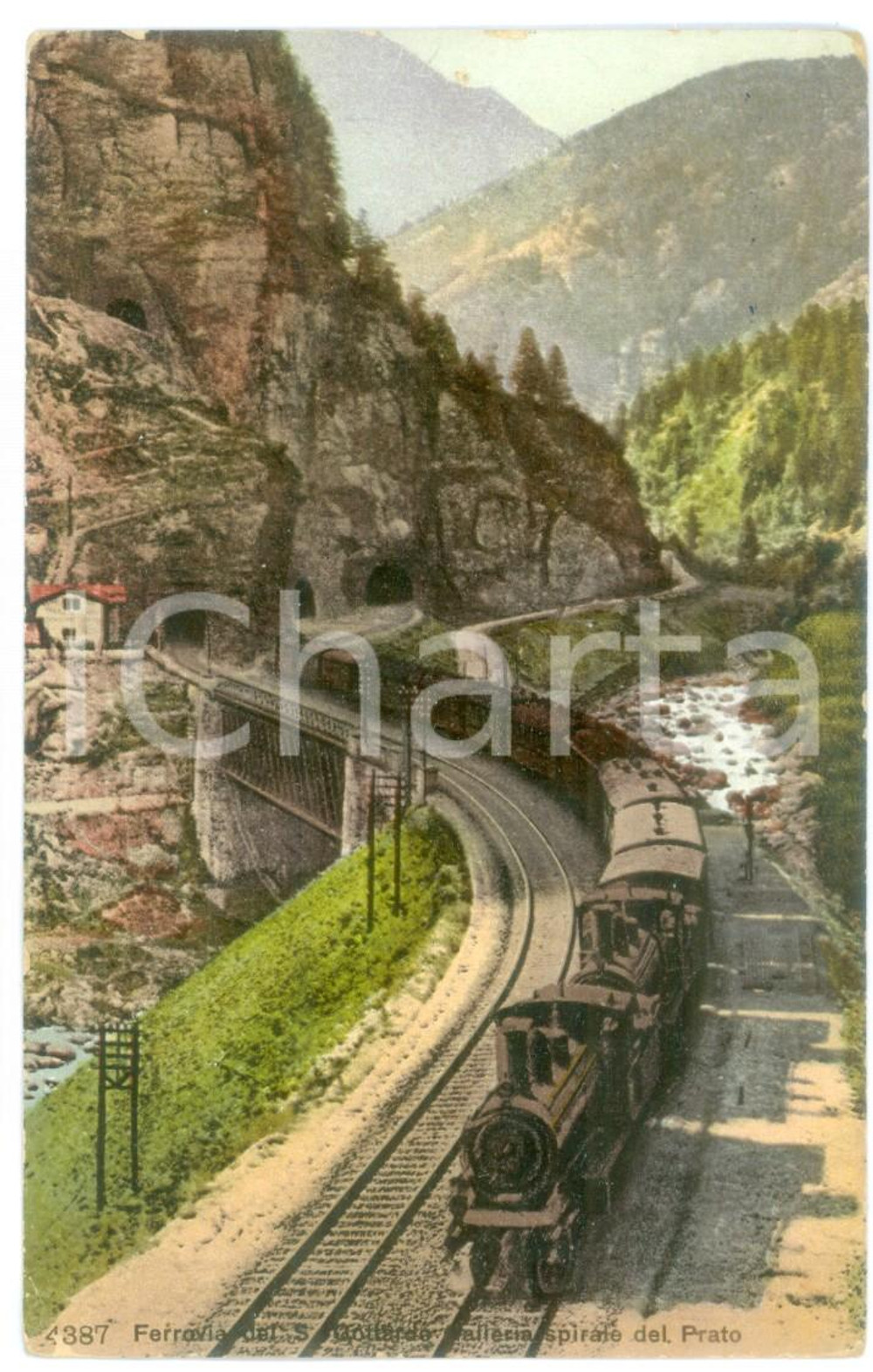 1910 ca SVIZZERA Ferrovia San Gottardo - Galleria spirale del Prato *Cartolina