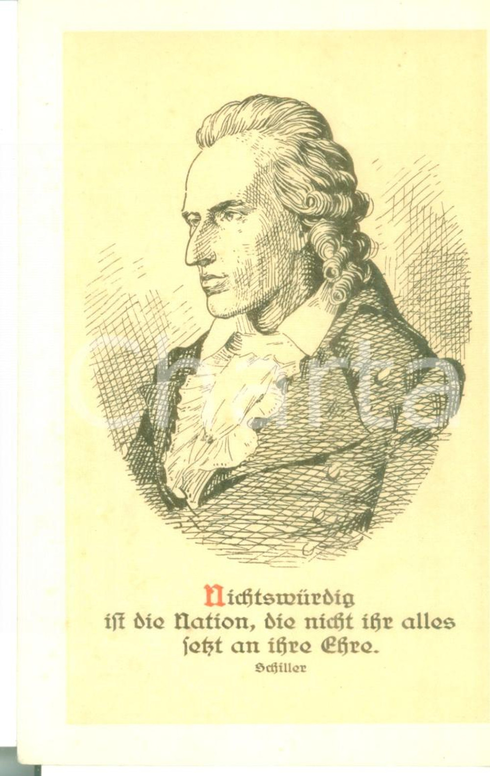 Cartolina originale da collezione 1910 ca ARTE Ritratto con citazione di Friedrich SCHILLER Vintage postcard 1