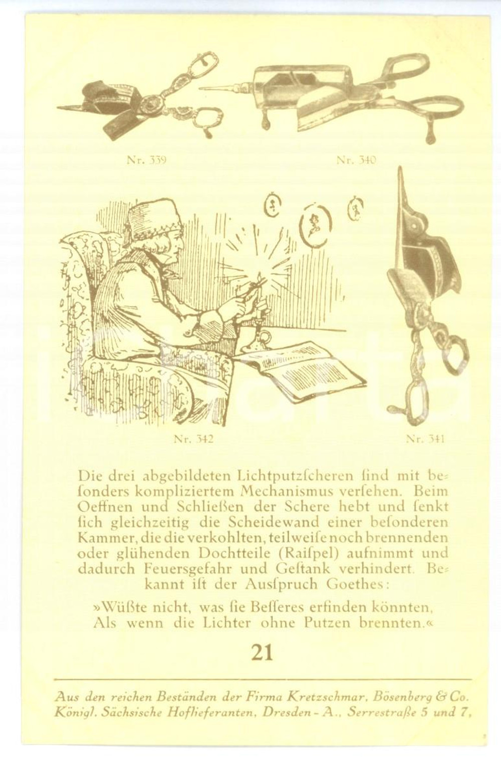 Cartolina originale da collezione 1910 ca DRESDEN Kretzschmar & BÃ¶senberg  Lichtputzscheren Vintage postcard 1