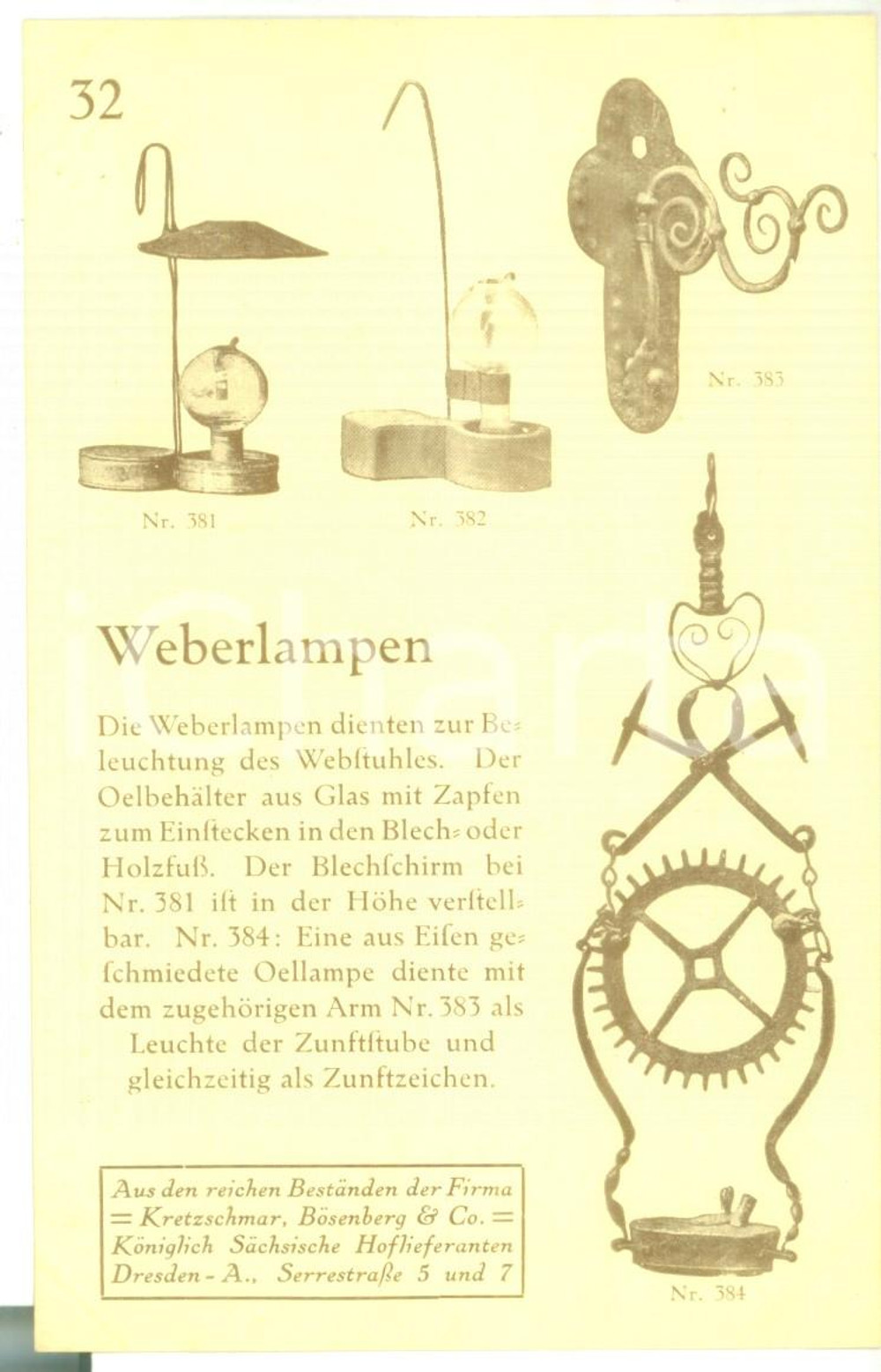 1910 ca DRESDEN Kretzschmar Bösenberg & Co - Weberlampen *Vintage postcard