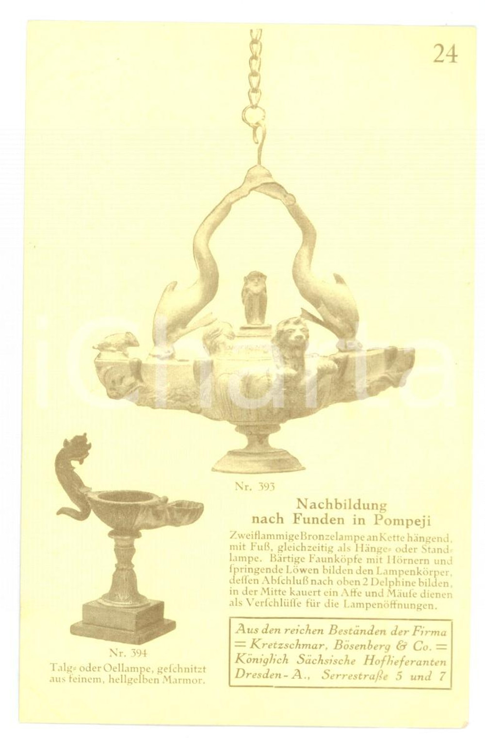 1910 ca DRESDEN Kretzschmar & Bösenberg - Talg-oder Oellampe *Vintage postcard