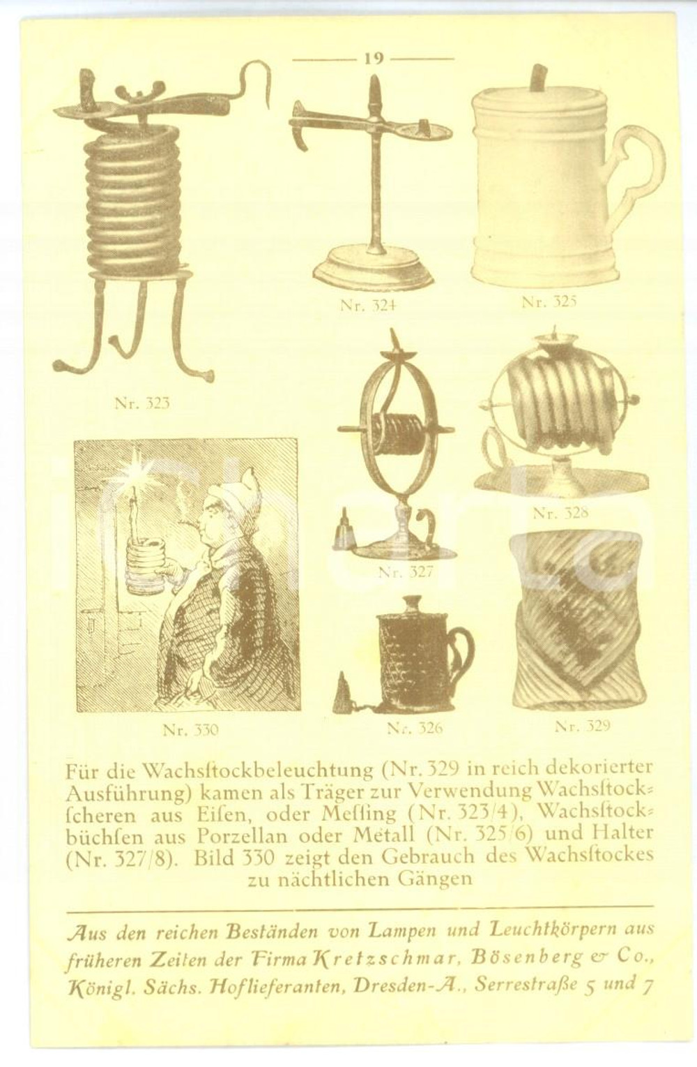1910 ca DRESDEN Kretzschmar & Bösenberg - Wachsftockbeleuchtung VINTAGE POSTCARD