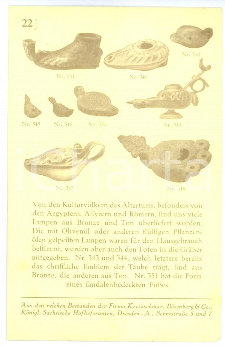 Cartolina originale da collezione 1910 ca DRESDEN Kretzschmar & BÃ¶senberg  Egyptern lampen Vintage postcard 1