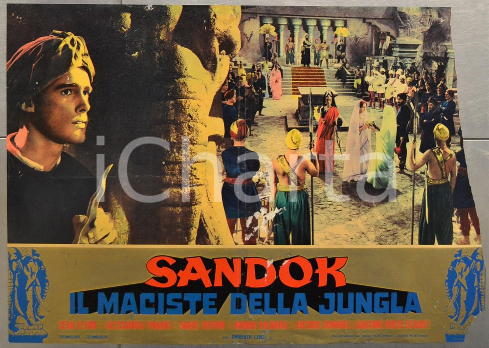 Materiale cinematografico d’epoca 1964 SANDOK Maciste della Jungla  Umberto LENZI Fotobusta DANNEGGIATA 66x46cm 1