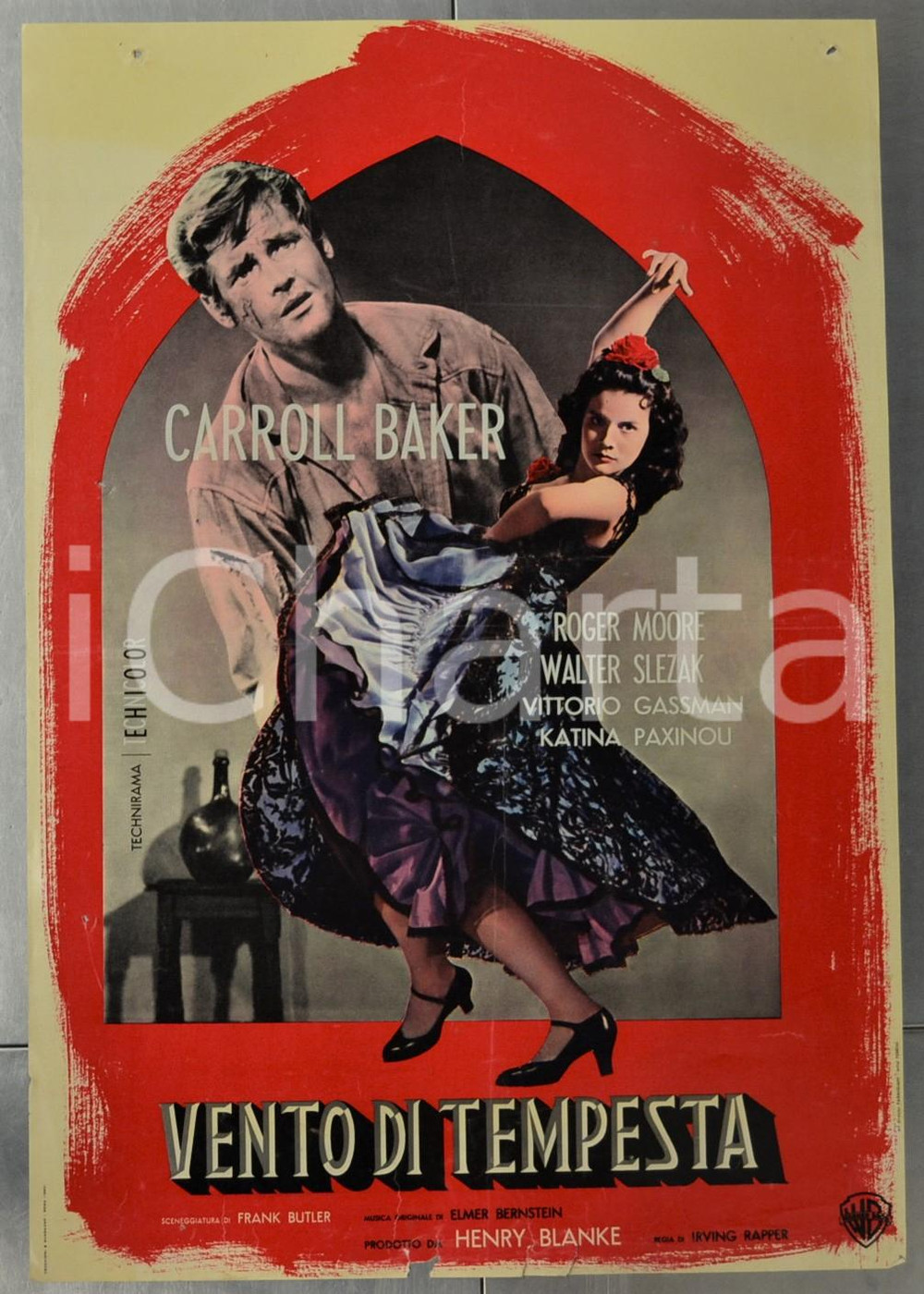 Materiale cinematografico d’epoca 1959 VENTO DI TEMPESTA  THE MIRACLE Carroll BAKER Roger MOORE Manifesto 46x66cm 1