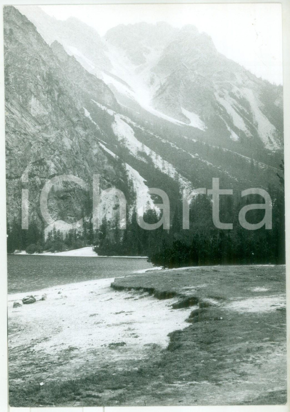 Fotografia d epoca originale 1979 LAGO DI BRAIES BZ Veduta del monte Croda del Becco Fotografia 13x18 cm 1
