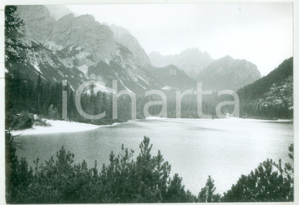 Fotografia d epoca originale 1979 LAGO DI BRAIES BZ Il monte Croda del Becco Foto artistica 18x13 cm 1