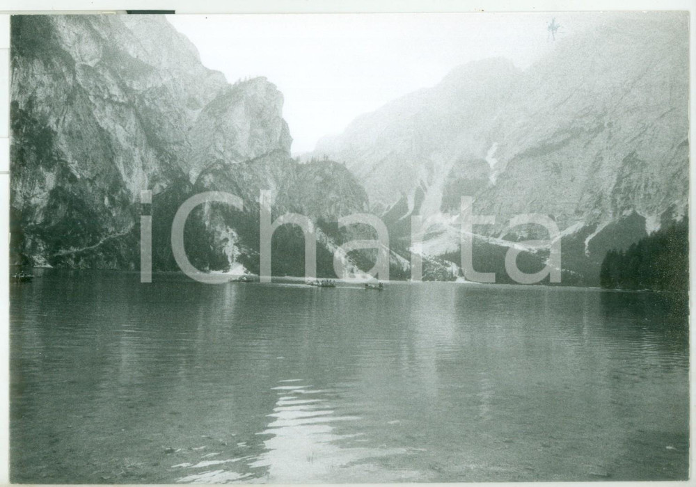 Fotografia d epoca originale 1979 LAGO DI BRAIES BZ Veduta del Croda del Becco  Foto vintage 18x13 cm 1