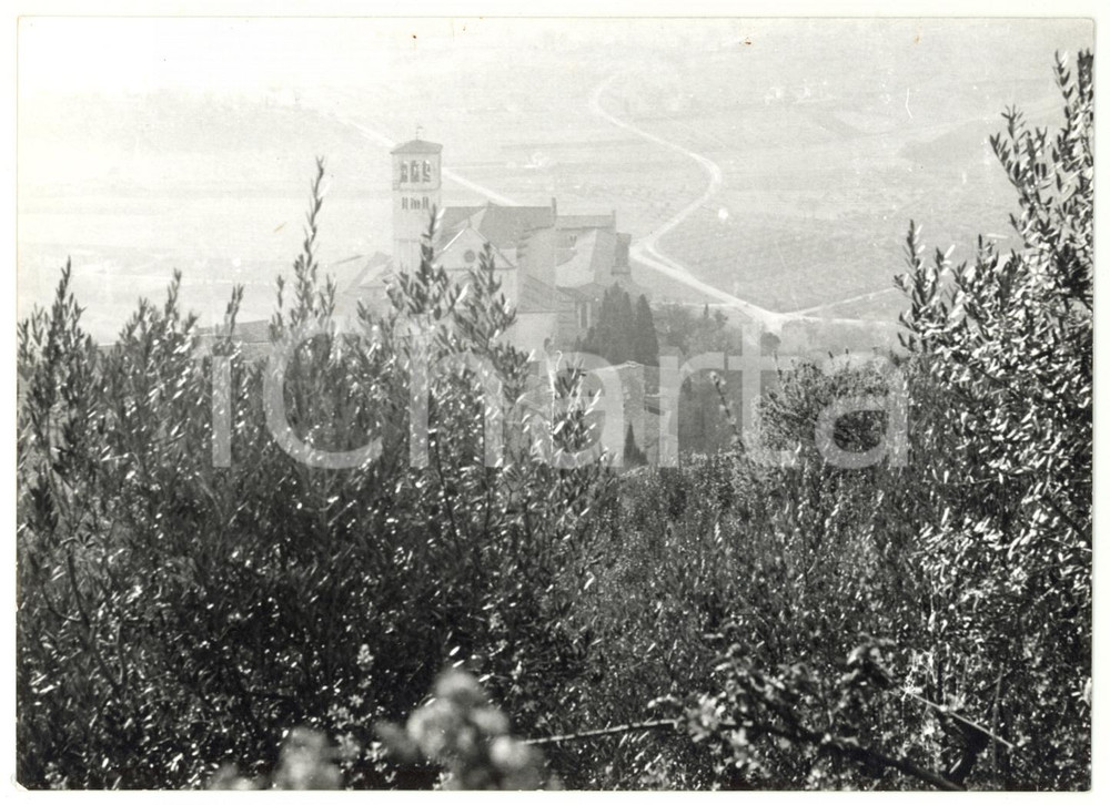 Fotografia d epoca originale 1977 ASSISI Veduta panoramica del santuario di SAN FRANCESCO Foto 18x13 cm 1