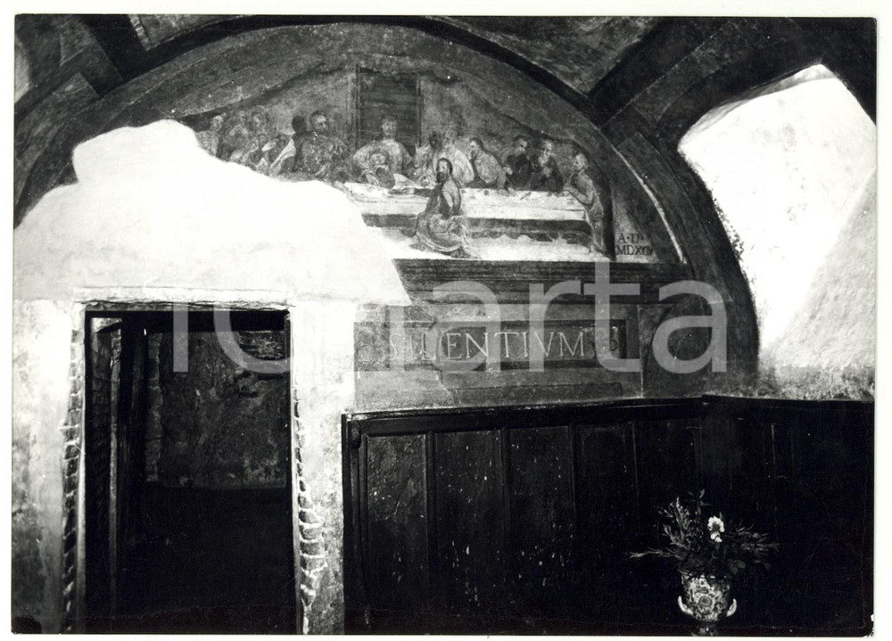 Fotografia d epoca originale 1977 ASSISI Eremo delle Carceri  Refettorio con affresco dell Ultima Cena FOTO 1
