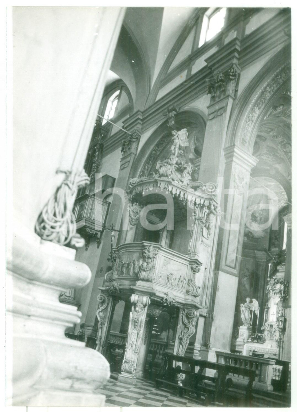 Fotografia d epoca originale 1979 UDINE Cattedrale di Santa Maria Annunziata  Pulpito in legno Foto 13x18 1