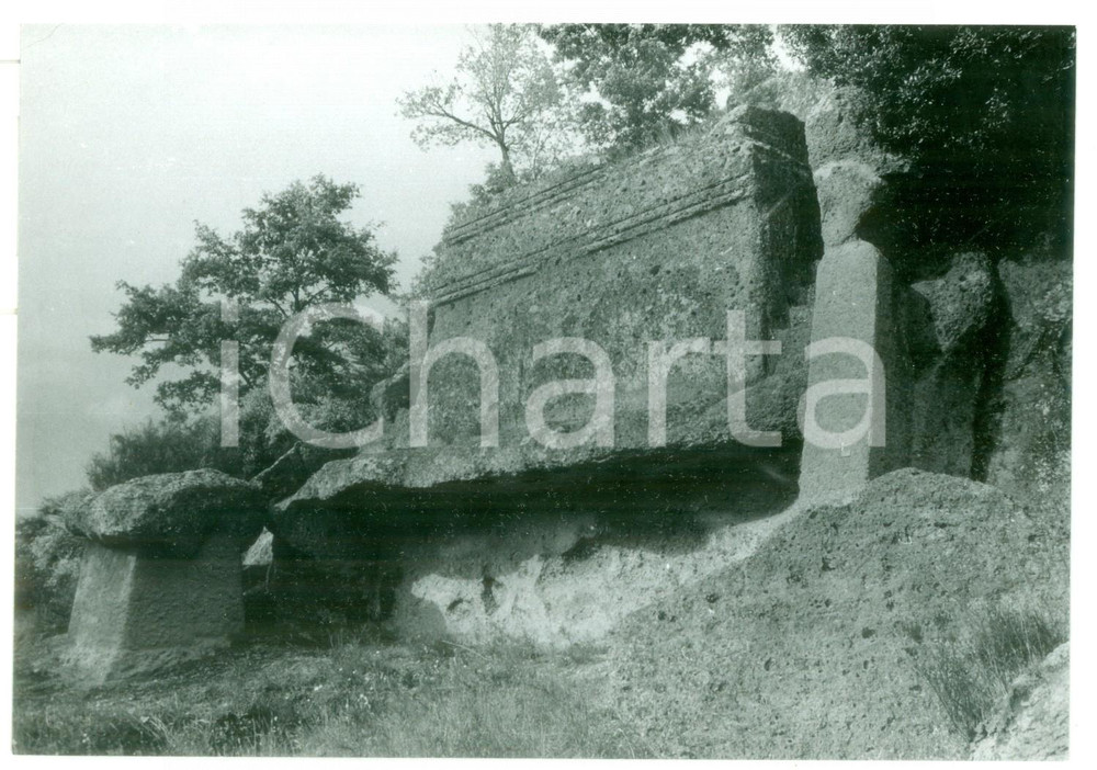 Fotografia d epoca originale 1981 VETRALLA Necropoli di NORCHIA  Tomba a tempio scavata nel tufo Foto 18x13 1