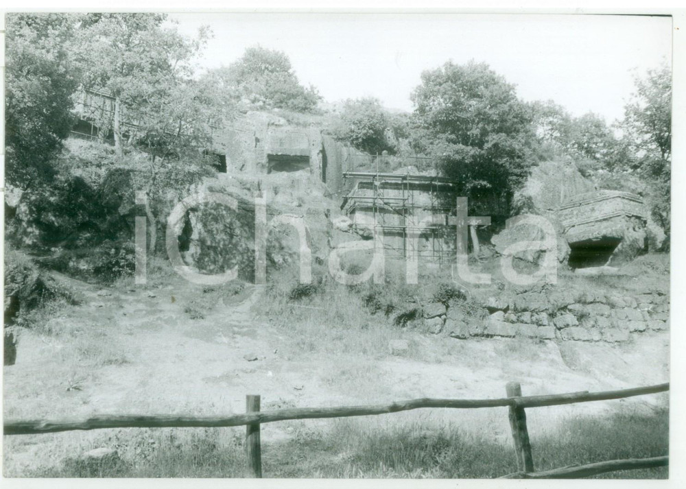 Fotografia d epoca originale 1981 VETRALLA Necropoli di NORCHIA  Tomba con impalcature per restauri  Foto 1