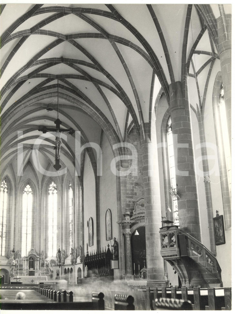 Fotografia d epoca originale 1979 MERANO Chiesa di San NicolÃ²  Veduta delle navate Foto VINTAGE 18x24 1