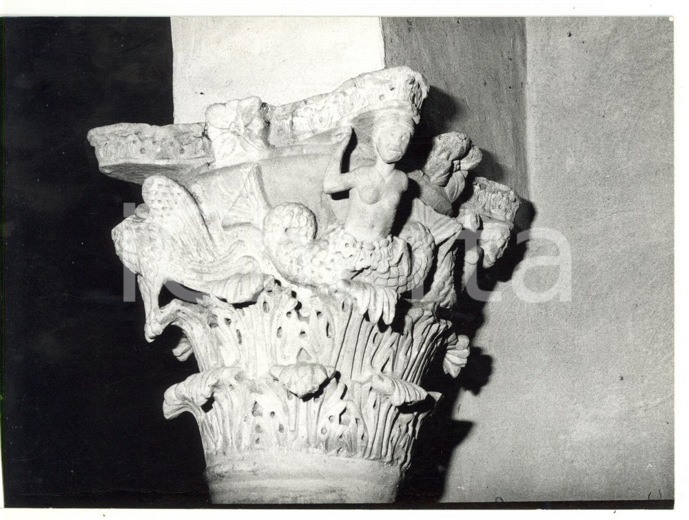 Fotografia d epoca originale 1979 DUOMO DI CAPUA CE Capitello con sirene in rilievo Foto VINTAGE 18x13 cm 1