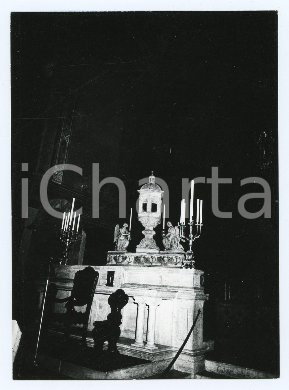 1979 SAN GIMIGNANO Altare della Collegiata di Santa Maria Assunta - Foto 13x17cm Fotografia d'epoca con didascalia al verso.  FAIR/discreto Lievi smussature agli angoli Formato: 13x17 cm originale e autentica 1