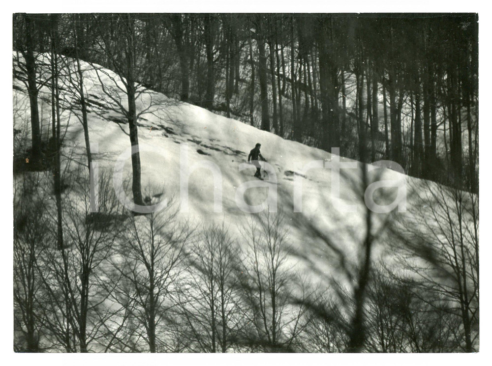 Fotografia d epoca originale 1977 SUBIACO Sciatore in localitÃ  CAMPO DELL OSSO  MONTE LIVATA Foto 17x13 cm 1