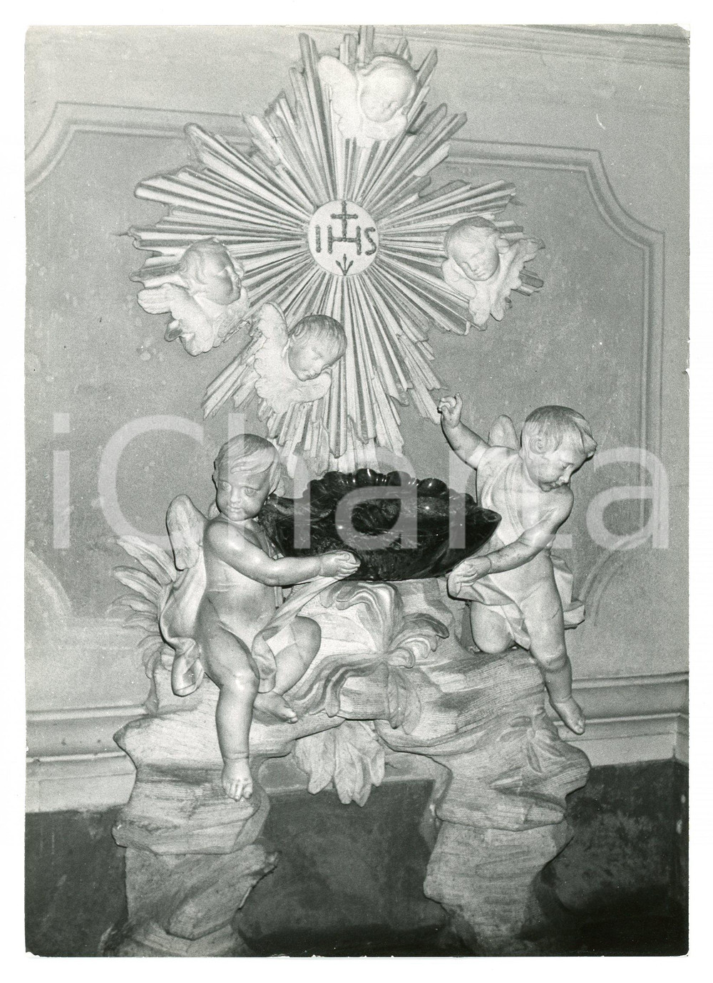 Fotografia d epoca originale 1974 SANTUARIO DI VICOFORTE Acquasantiera  Foto 13x17 cm 1 1