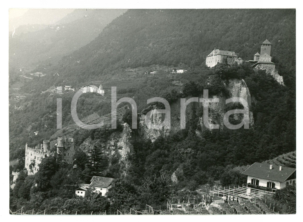 Fotografia d epoca originale 1975 ALTO ADIGE Panorama con Castel Tirolo  Foto 17x13 cm 1