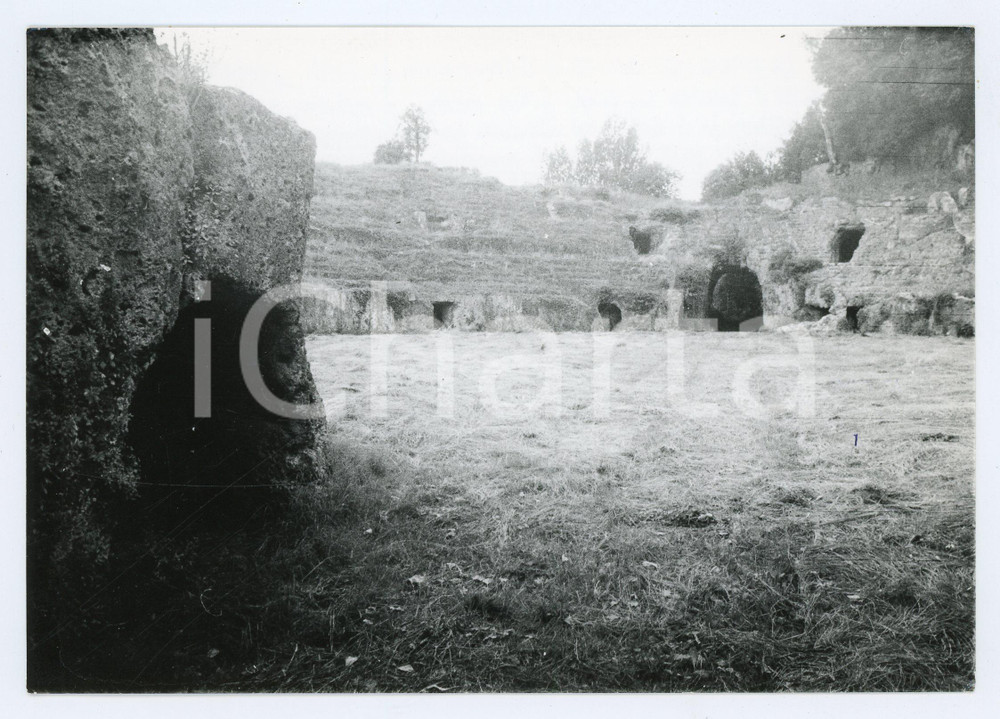 1976 SUTRI (VT) Anfiteatro romano - Foto 17x13 cm Fotografia d'epoca con didascalia al verso.  POOR/danneggiato Lievi smussature agli angoli, difetti di stampa al margine superiore Formato: 17x13 cm originale e autentica 1