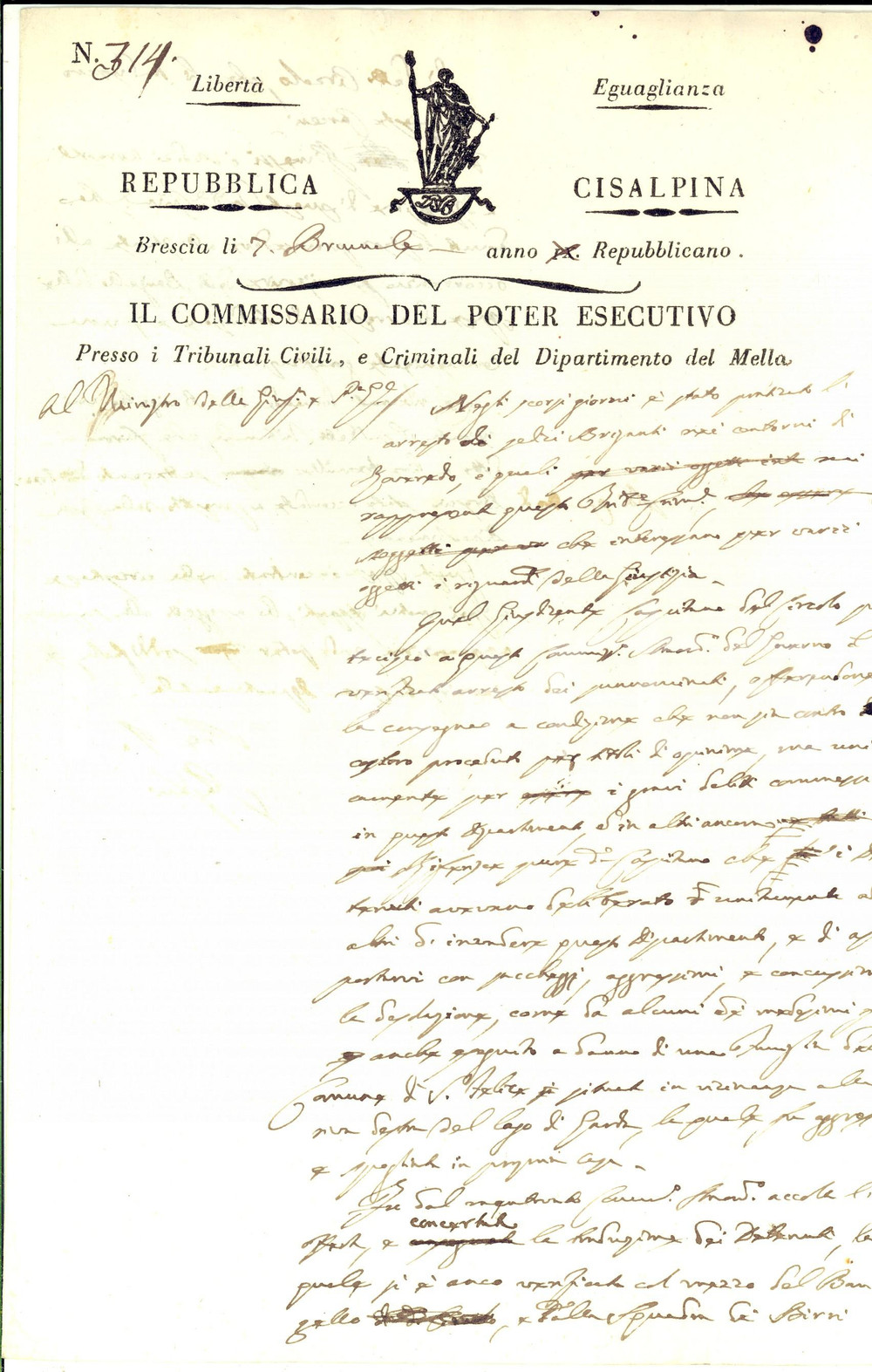 1801 REPUBBLICA CISALPINA BRESCIA Arresto e processo di un gruppo di briganti