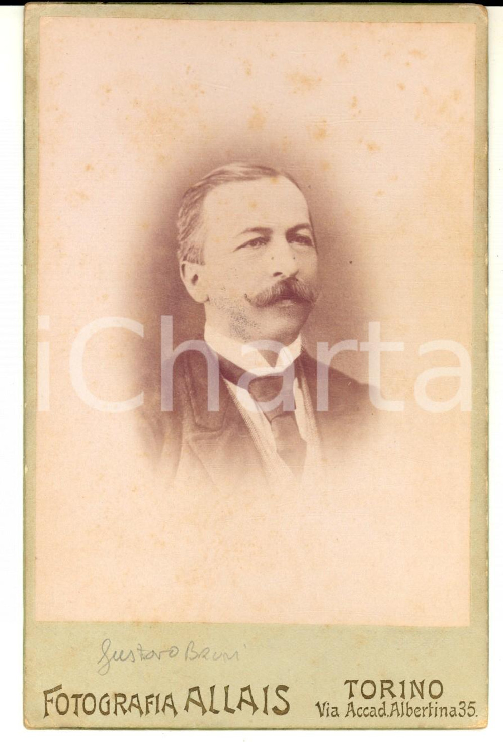 1880 ca TORINO Ritratto dell'avv. Gustavo BRUNI - Foto ALLAIS 11x16 cm