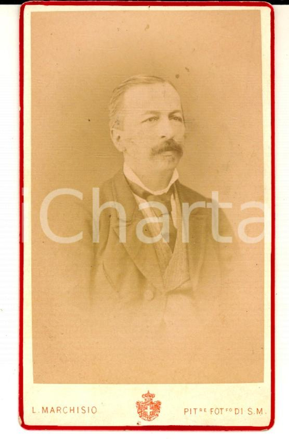 Fotografia d epoca originale 1880 ca TORINO Ritratto dell avv. Gustavo BRUNI Fotografia MARCHISIO CDV 1