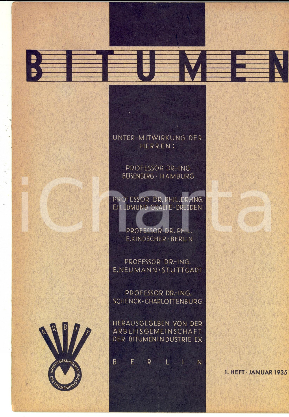 Giornale, rivista storica 1935 BERLIN BITUMEN Strassen mit Bitumenemulsion  Rivista anno 5 nÂ° 1 1