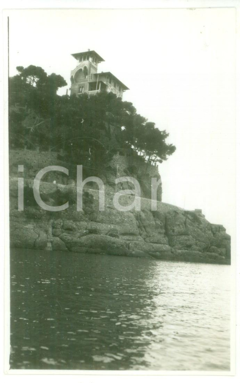 Fotografia d epoca originale 1930 Area di GENOVA  Veduta di una villa sul mare Foto cartolina VINTAGE 1