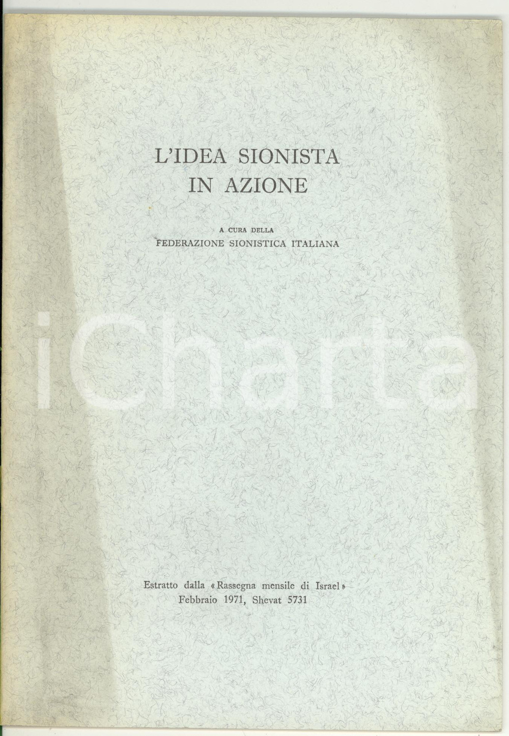 Libro, pubblicazione d epoca 1971 FEDERAZIONE SIONISTICA ITALIANA L idea sionista in azione  20 pp. 1