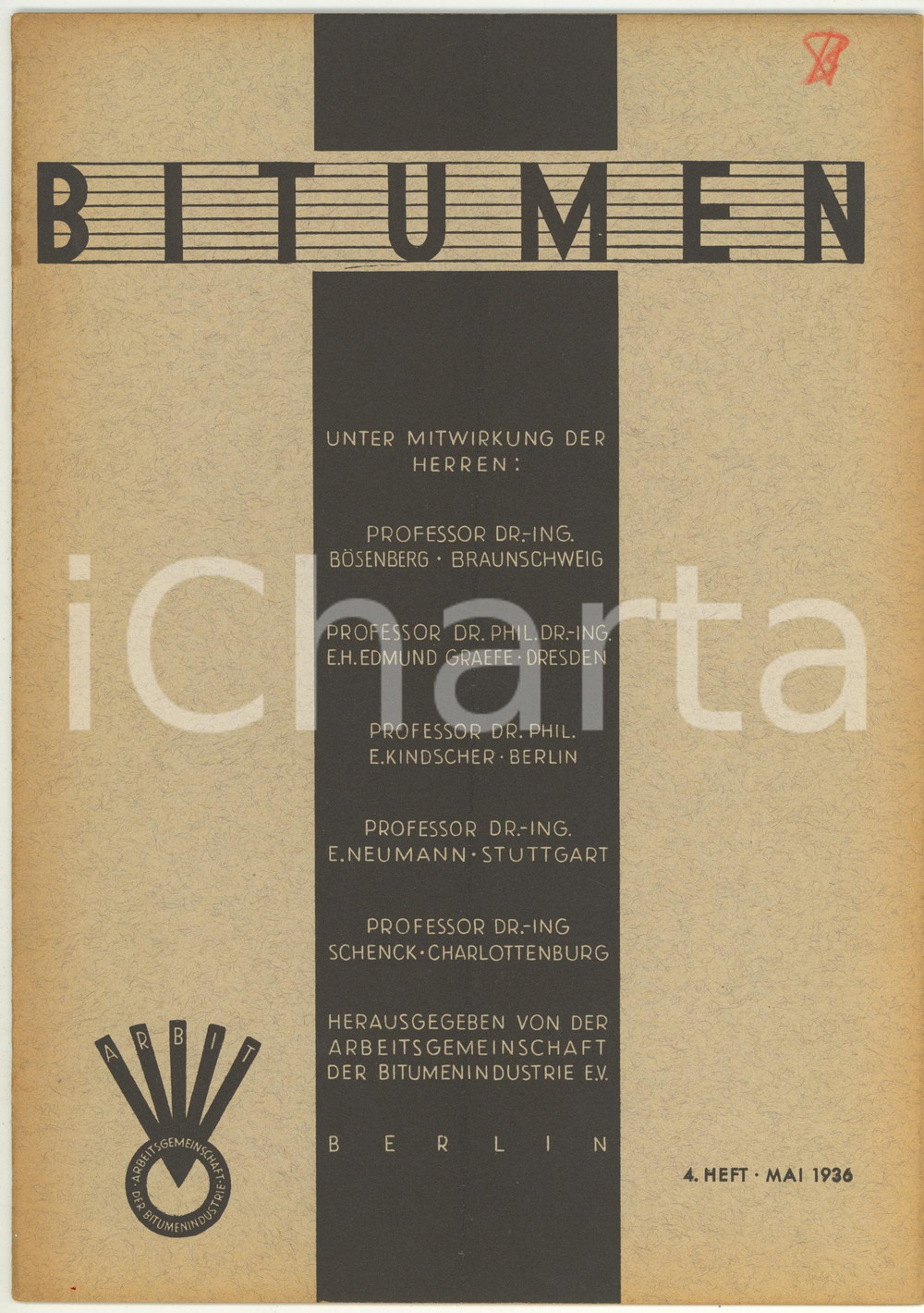 Giornale, rivista storica 1936 BERLIN BITUMEN Die Verkehrssicherheit der Strasse  Rivista anno 6 nÂ° 4 1