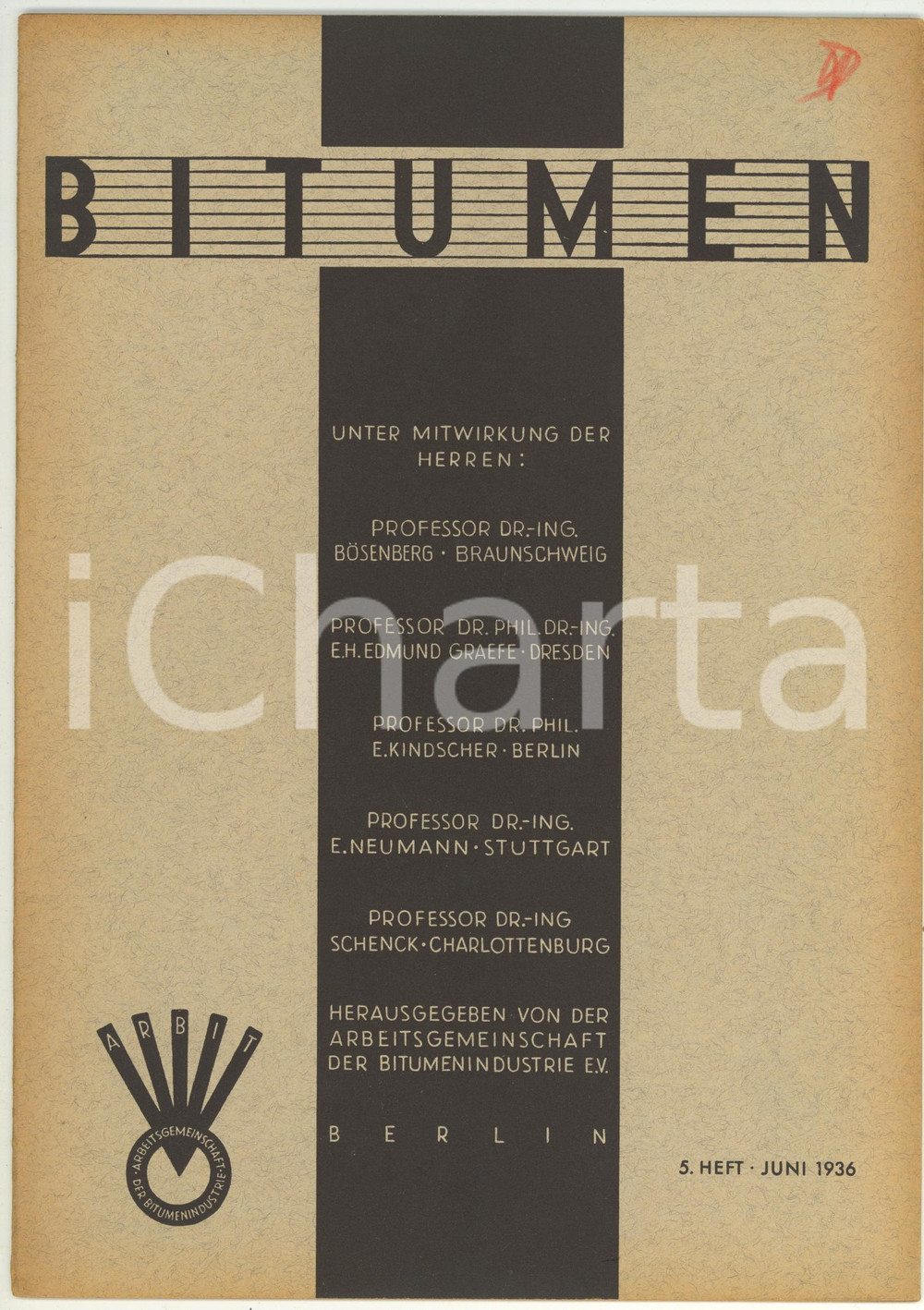 Giornale, rivista storica 1936 BITUMEN BitumenÃ¼berzÃ¼ge als Rostschutz fÃ¼r Rohre  Rivista anno 6 nÂ° 5 1