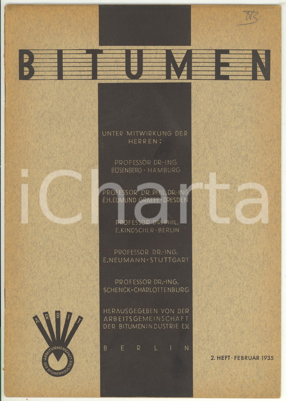 Giornale, rivista storica 1935 BITUMEN Unterhaltungskosten mit Bitumenemulsion Rivista anno 5 nÂ° 2 1