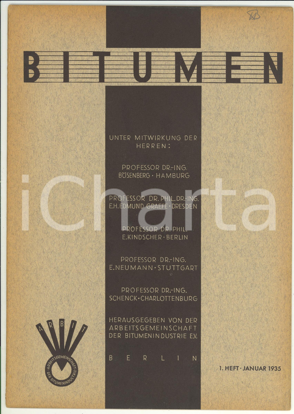 Giornale, rivista storica 1935 BITUMEN Strassen mit Bitumenemulsion  Rivista anno 5 nÂ° 1  24 pp. 1