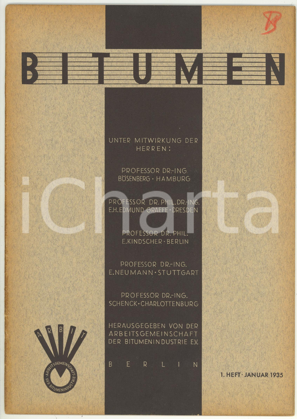 Giornale, rivista storica 1935 BERLIN BITUMEN Strassen mit Bitumenemulsion  Rivista anno 5 n° 1  24 pp. 1